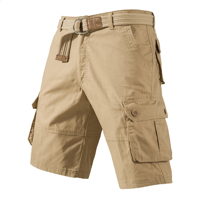 Cargo Knee Shorts Men Sports Casual Bermuda Plus Size Cotton Half Pants Golf Straight Running Gym 250319