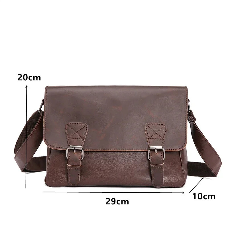 Retro backpack mens shoulder bag daily work mens messenger bag simple and fashionable shoulder bag laptop bag lightweight briefcase 250318