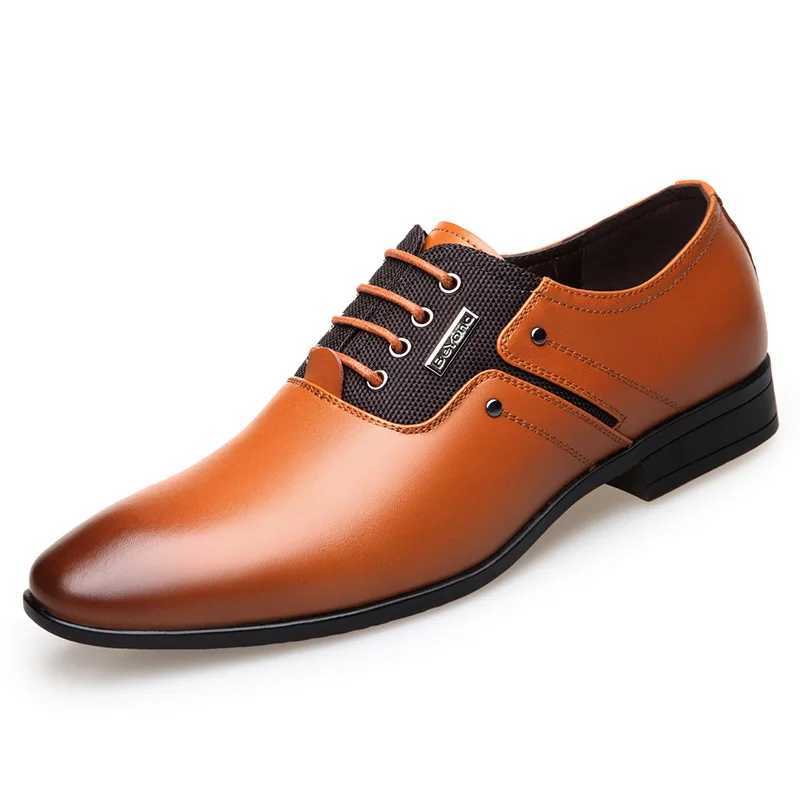 QFFAZ Large Size 38-47 Mens Wedding Shoes Black Brown Oxford Shoes Official Office UK Lace Mens ShoesXJ250319