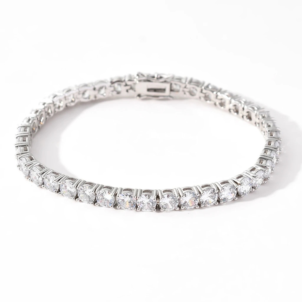 Elegant Unisex Silver Gothic Hip Hop Tennis Necklace - Versatile 4mm and 5mm Options