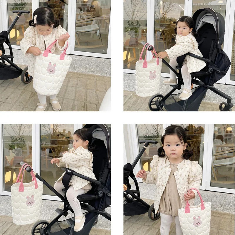Bear Hanging Mommy Bag Quilted Stroller Bag Korean Style Portable Diaper Nappy Bag for Mom Maternity HandbagBaby Item Organizer 250319