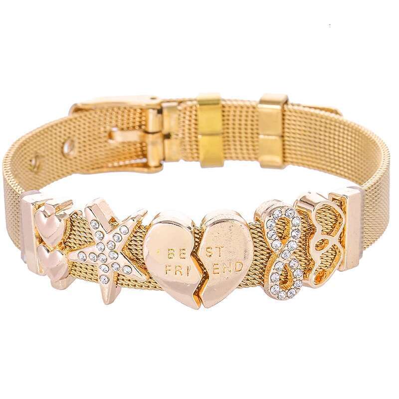 High Quality Stainless Steel Mesh Bracelets With BEST FRIEND Crystal Charm Fine Bracelets Bangles As Friend Women Gift