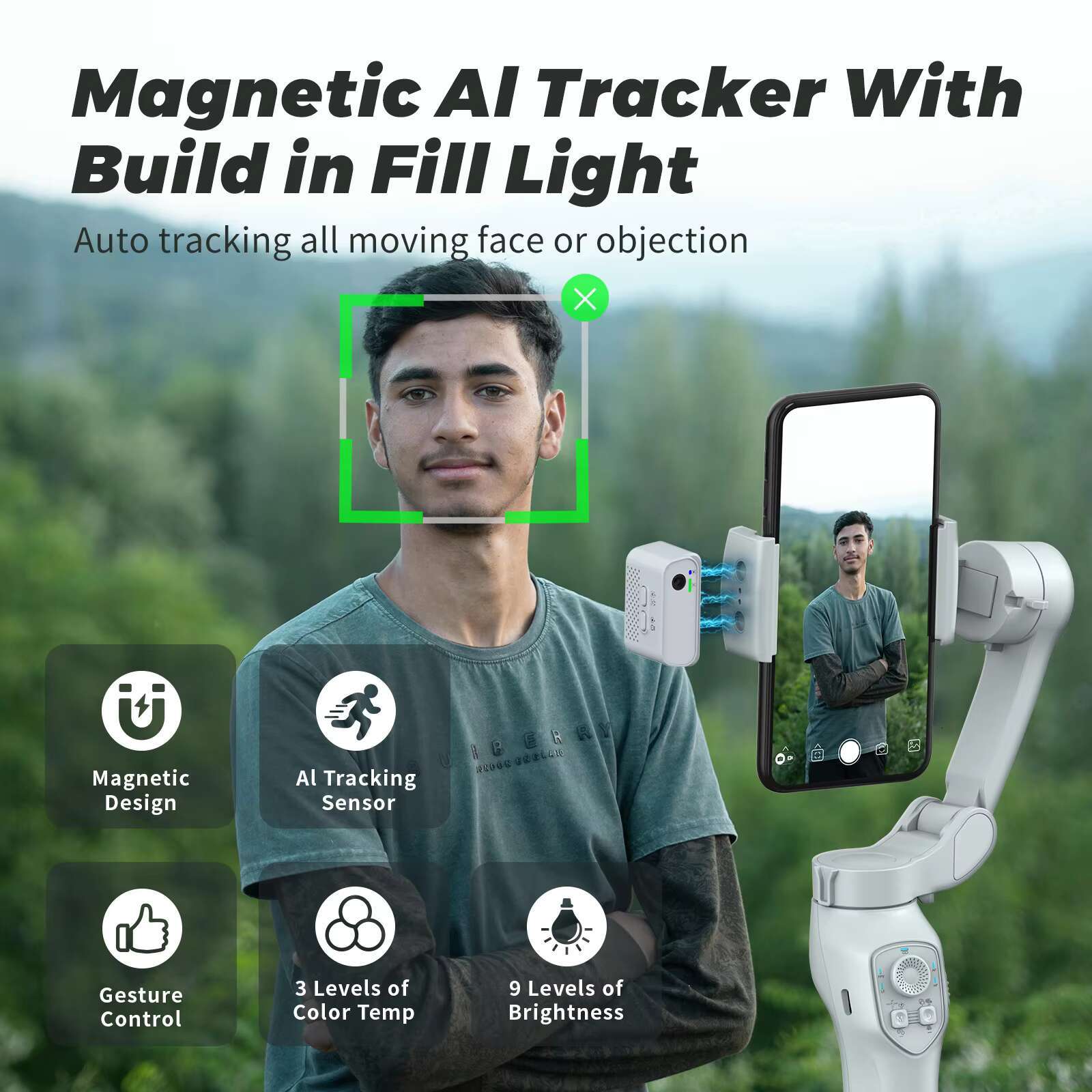 L7C Anti-Shake Smartphone Shooting Gimbal 3 Stabilisateur Selfie Stick with Tracking Live Kit Mobile Phone Stabilizer