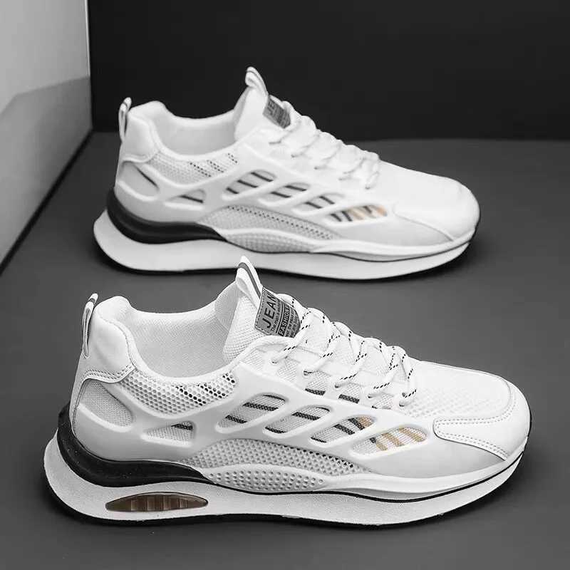 Fashion Mens Sneakers Mesh Breathable Casual Shoes Non-slip Platform Running Shoes for Men Lace Up Flats White Tenis Masculino Z250319
