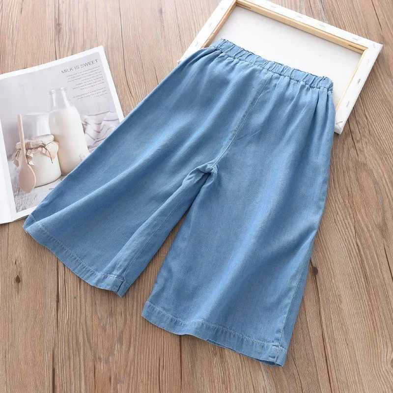 New fashion childrens wide leg pants summer casual thin chiffon cutting Trouser teenage girls clothing 2 4 6 8 10 yearsT250318