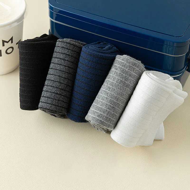 Casual Vertical Stripe Middle Tube 2 Shoes and Socks Mens Solid Color Thumb Split Shoes and Socks Spring Autumn Elastic Double Shoes and Socks X250319