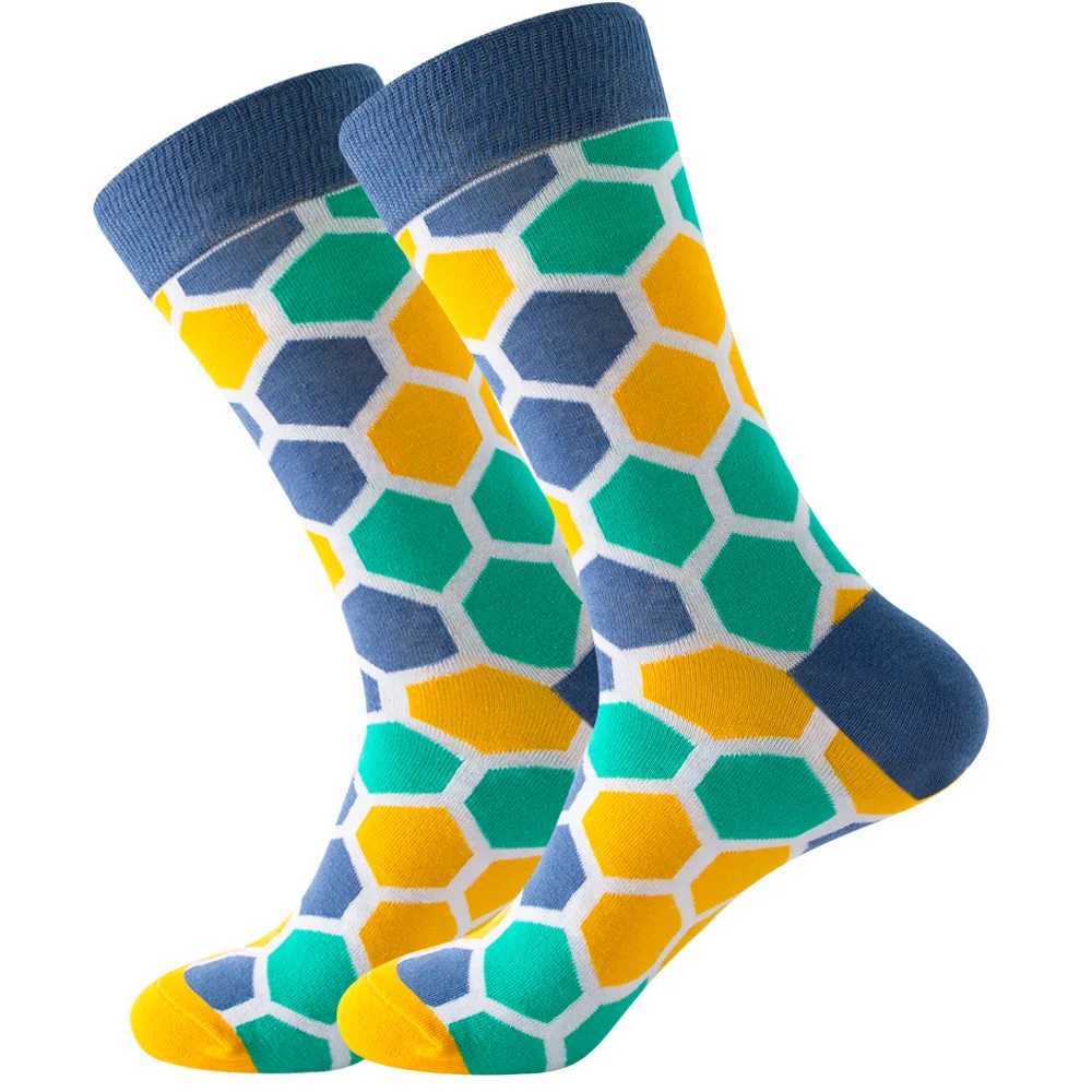 2021 Socks Mens Latest Design Middle tube Socks Autumn Socks Quality Business Geometric Lattice Colorful Mens Cotton Socks X250319