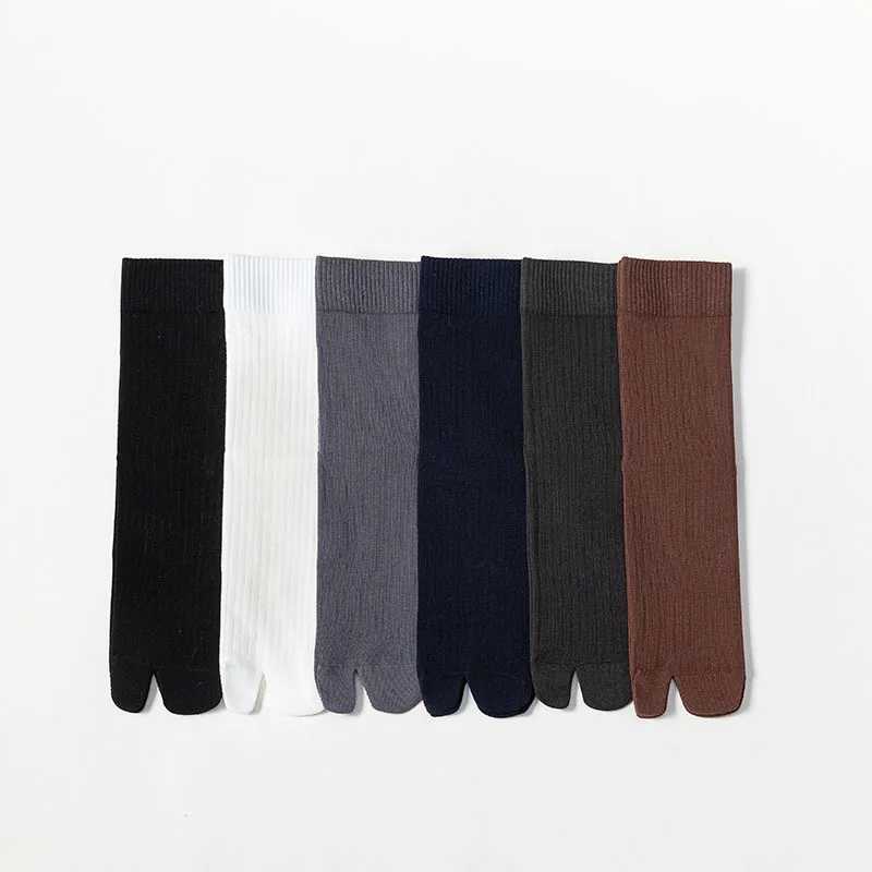 Mens 2 Toe Socks Flip Flop Sandal 2 Toe Middle Tube Socks Solid Color Striped Split Toe Socks Business Casual Cotton Socks X250319