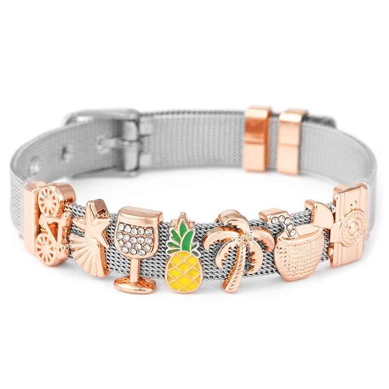 10mm New Trendy Summer Beach Beads Charm Bracelets DIY Mesh Keeper Bracelets Pulseras Mujer For Women Men Fashion Jewelry Gift