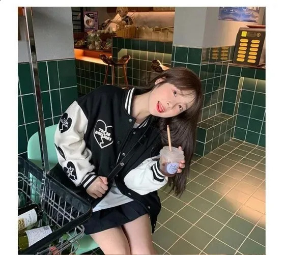 All season neutral style jacket with short jackets on both sides all cotton womens Korean baseball 250317