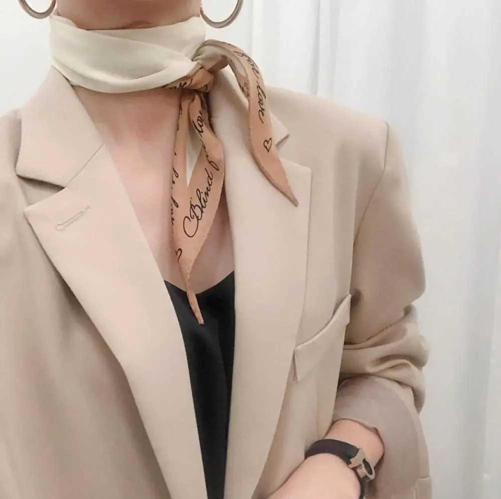 Dolphin Spring Wen Diamond Scarf 110x35cm letter printed chiffon silk fresh style womens small ribbon X250319