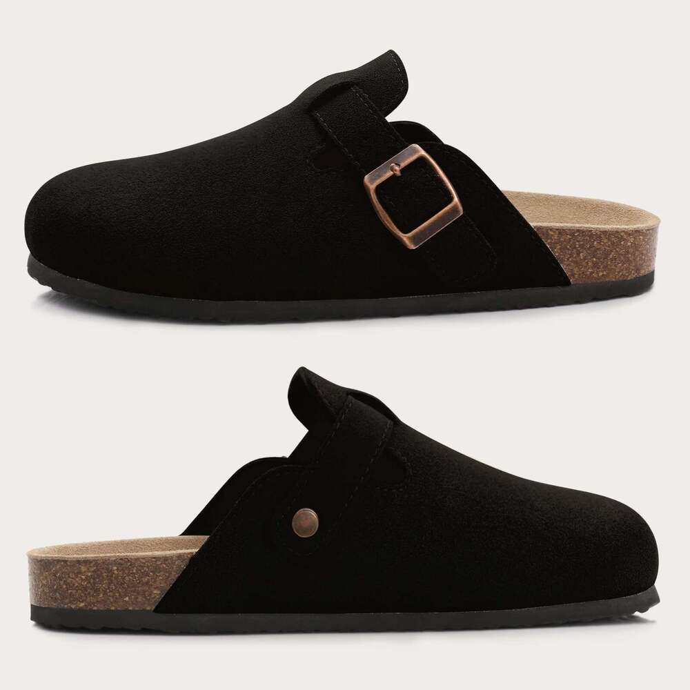 Comfy Shoes Women's Cork Footbed hot - Fashion Leather Mules with Arch Support, Indoor Outdoor Slippers for Men, Comfort Clogs