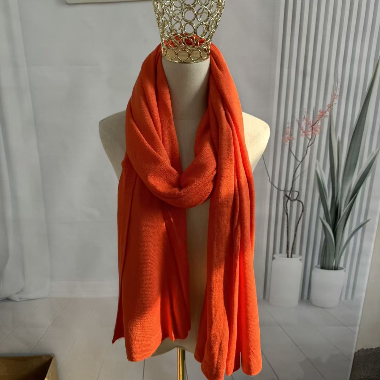 T317 Korean thickened solid color thick knitting wool scarf for women winter versatile Korean knitted Japanese small fresh scarf