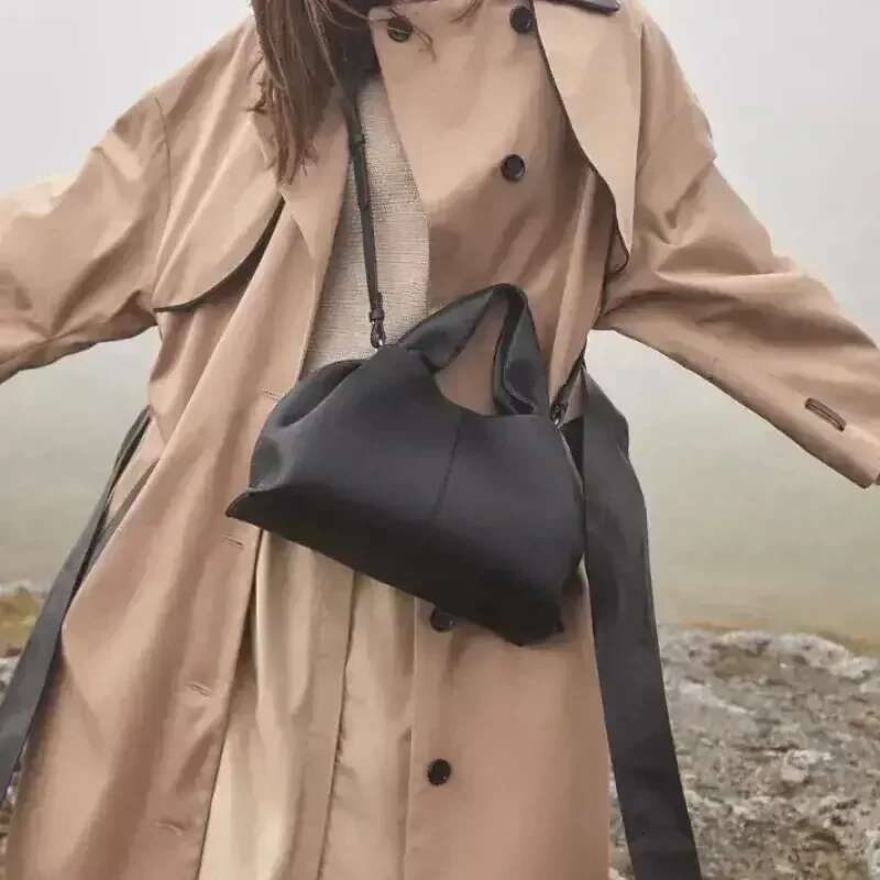 Designer Shoulder Women's Dumpg Shape Tote Solid Color Lychee Pattern Simple Fashion Versatile Crossbody Bag