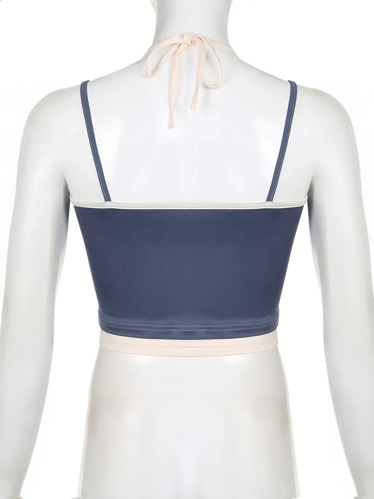 IAMSURE Basic Patchwork Camis Top 2 Sexy Slim Slant Neck Sleeveless Strapless Crop Womens 2025 Summer Street Clothing Women 250319
