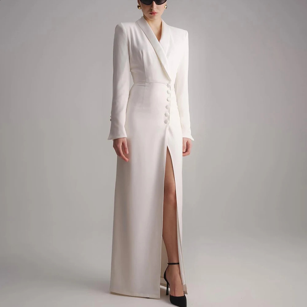 Talenza Elegant Evening Dress Womens V-Neck Long Sleeve High Waist Slit Party Long Dress Patchwork Blazer Dress Y2k 250319