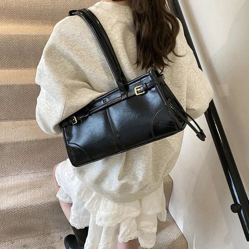 LEFTSIDE Small Short Handle PU Leather Tote Bags For Women 2025 Y2k Ladies Shoulder Bag Females Retro Simple Handbags And Purses