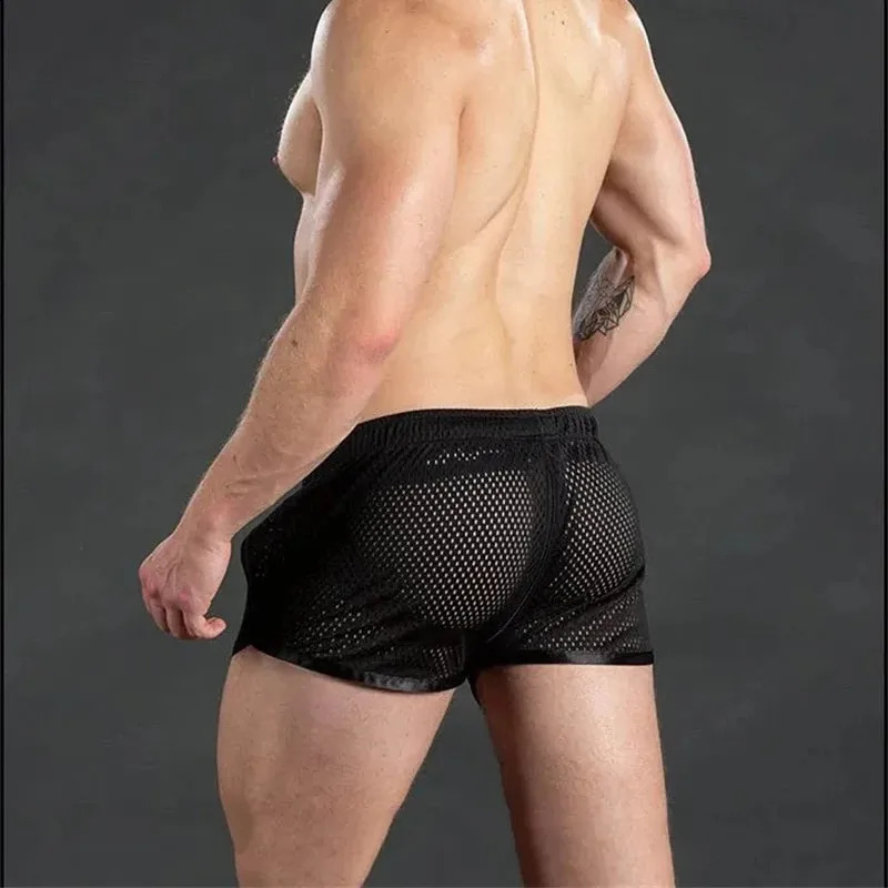 2024 Summer Mens Sport Running Shorts Quick Dry grid Workout Short Pants Men Breathable Sweatpants Training Swim Beach 250319
