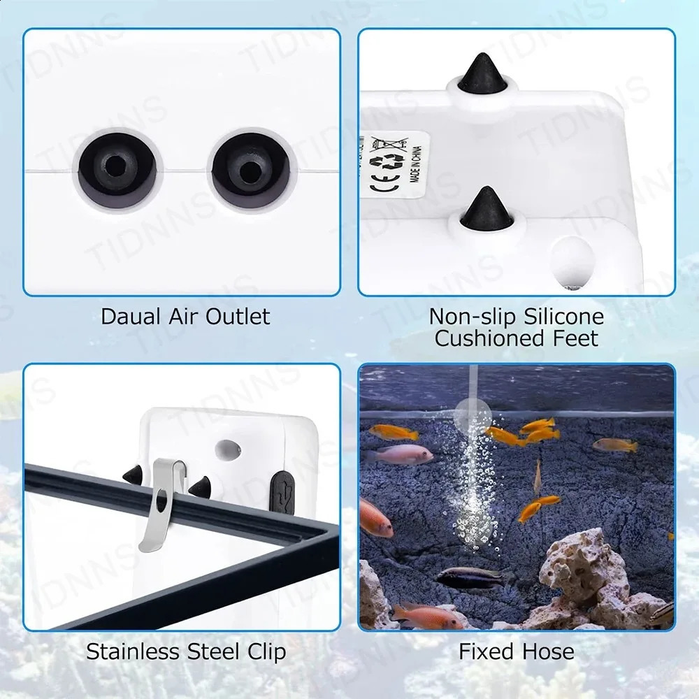 Aquarium Fish Tank Oxygen Pump Charging DualPurpose Air Usb Lithium Battery Household Portable Fishing Mute 6000mA Outdoor 250318