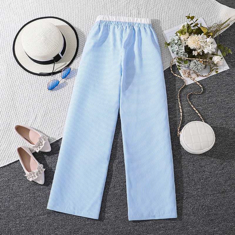 Childrens clothing Girls 8-12 years old vertical stripes waist stitching comfortable styleT250318