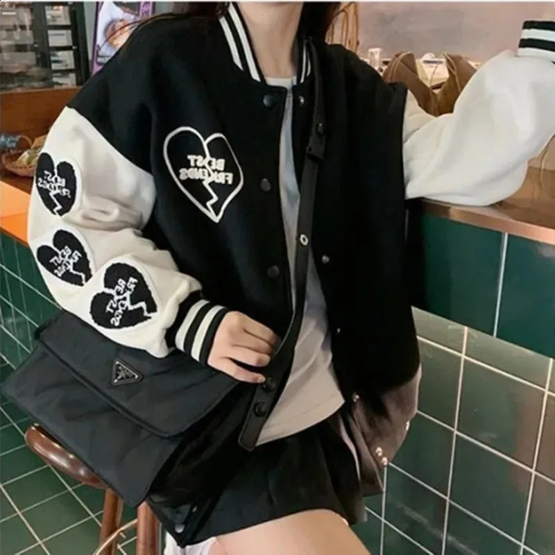 All season neutral style jacket with short jackets on both sides all cotton womens Korean baseball 250317