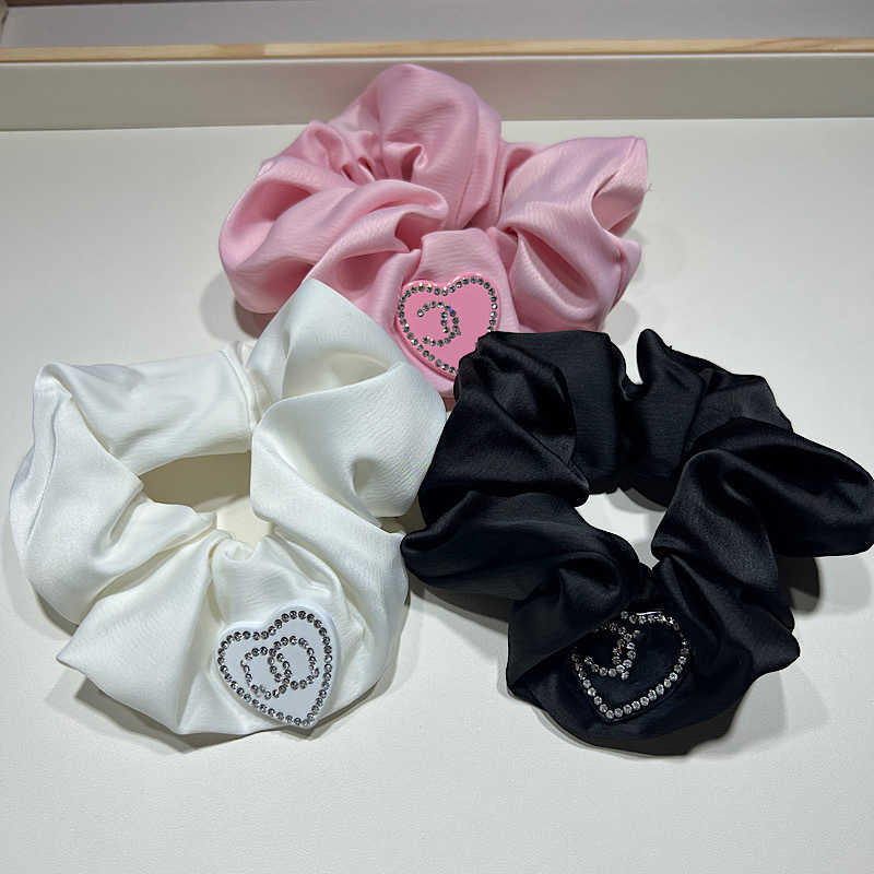 Hair Rubber Bands Girls Temperament Large Intestine Hair Ring Love Rhinestone Fragrant Wind Headband Accessories H250318