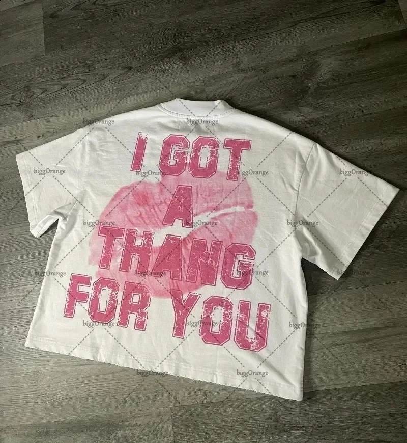 Y2k European and American Fashion Streetwear Women Cartoon Print Oversized Short-sleeved Hip-hop Retro Versatile T-shirt Men 250319