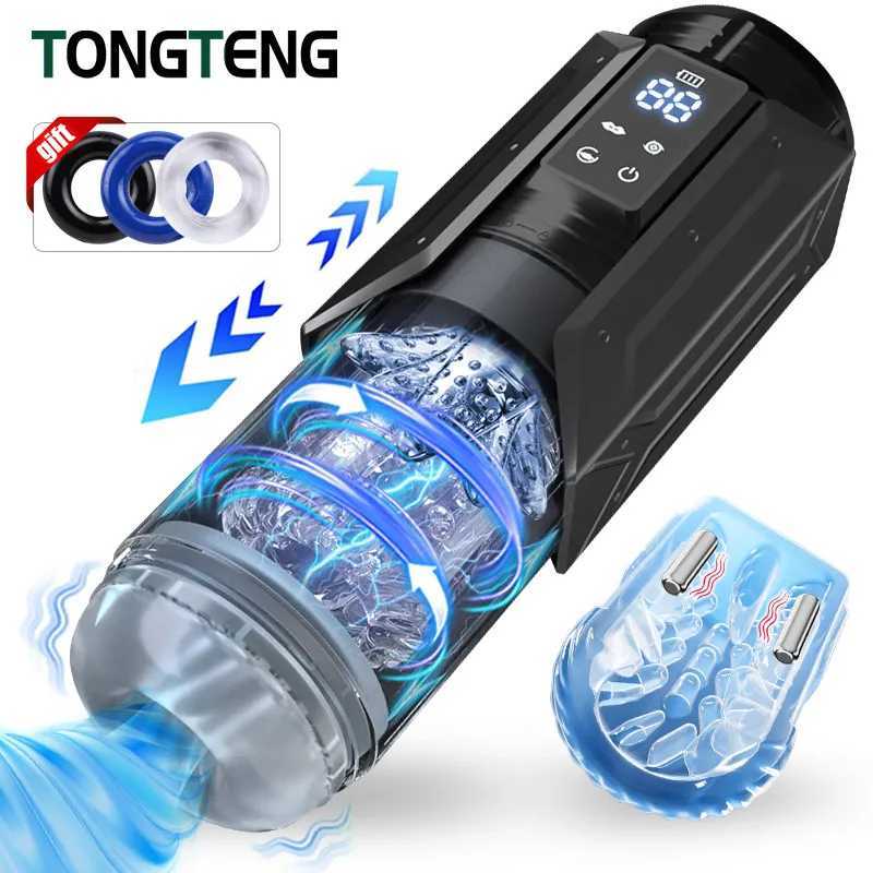 Telescopic rotating masturbation cup sucking penis pump pocket cat oral sex toy stroke piston automatic male masturbationXJ250319