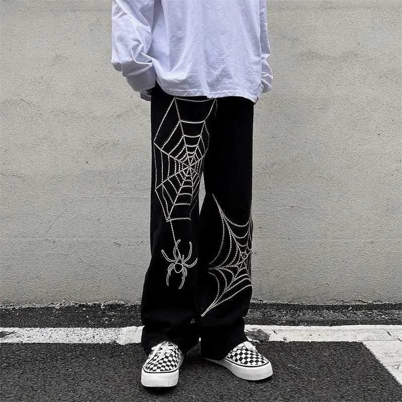 Streetwear Black Y2k Baggy Pants Men Anime Wide leg Sweatpants Male Oversize Techwear Print Straight Trousers 2023 New X250319