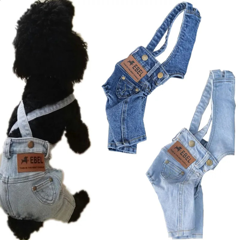 Denim jumpsuit for dogs puppy clothing denim jacket French bulldog Yorkshire Terrier pet pants jeans L 250318