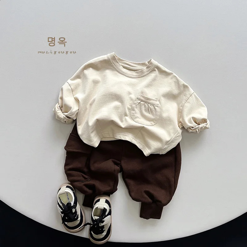 Baby Boys Girls Long Sleeve T Shirts Autumn Kids Solid Casual Bottoming Shirt Toddler Loose Versatile Tops Children Clothes 250319