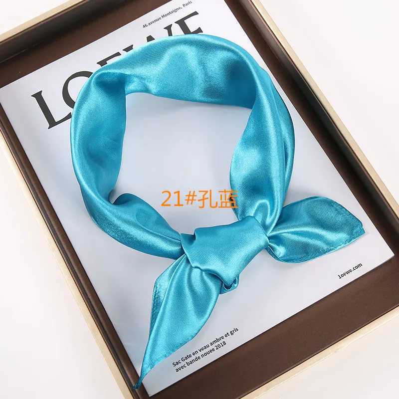 New solid 60x60cm square scarf single simulated silk glossy satin performance scarf party gift X250319