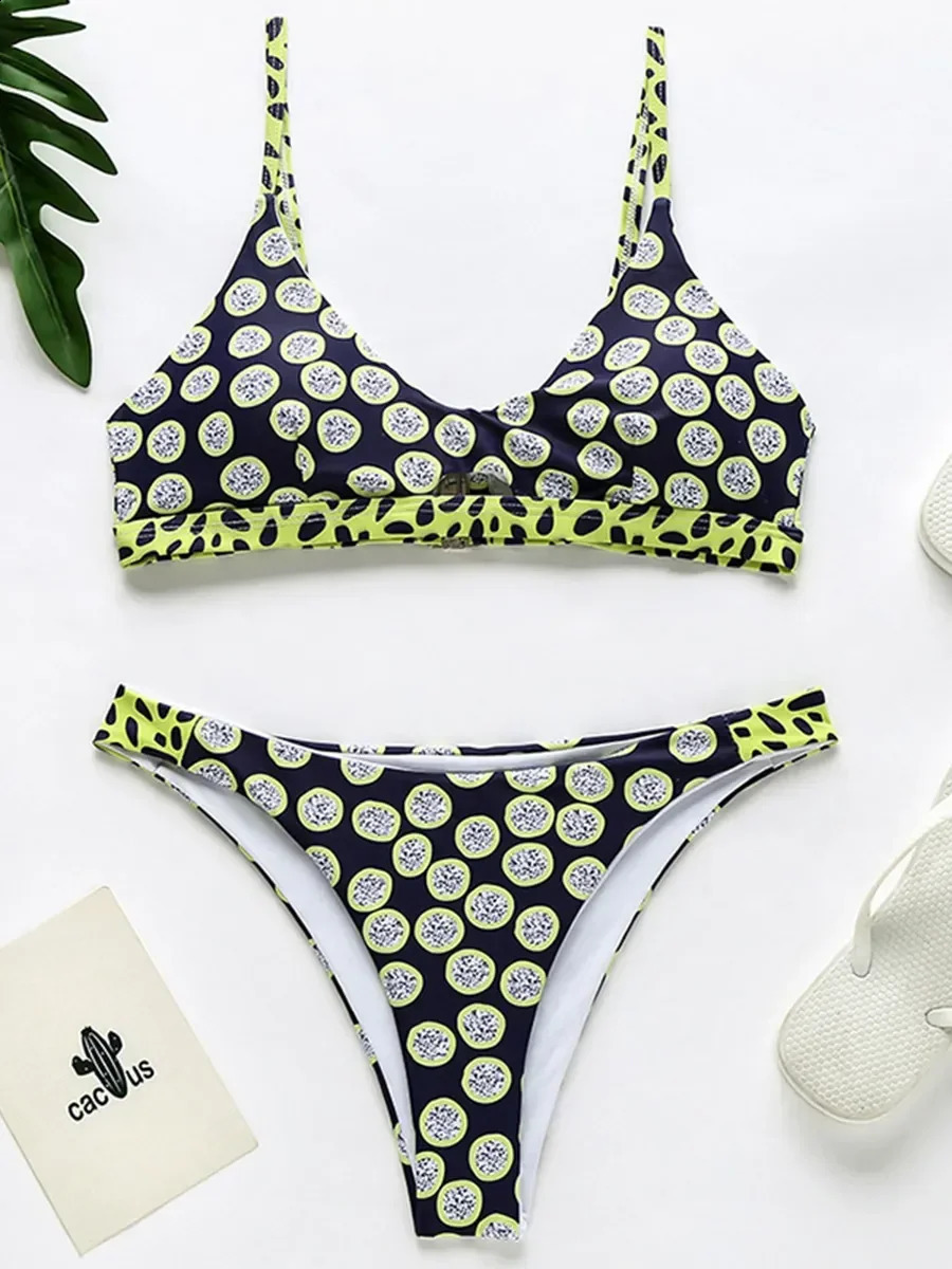 Sexy polka dot bikini womens swimsuit Brazilian womens swimsuit two-piece bikini set hollow high cut swimsuit 250314