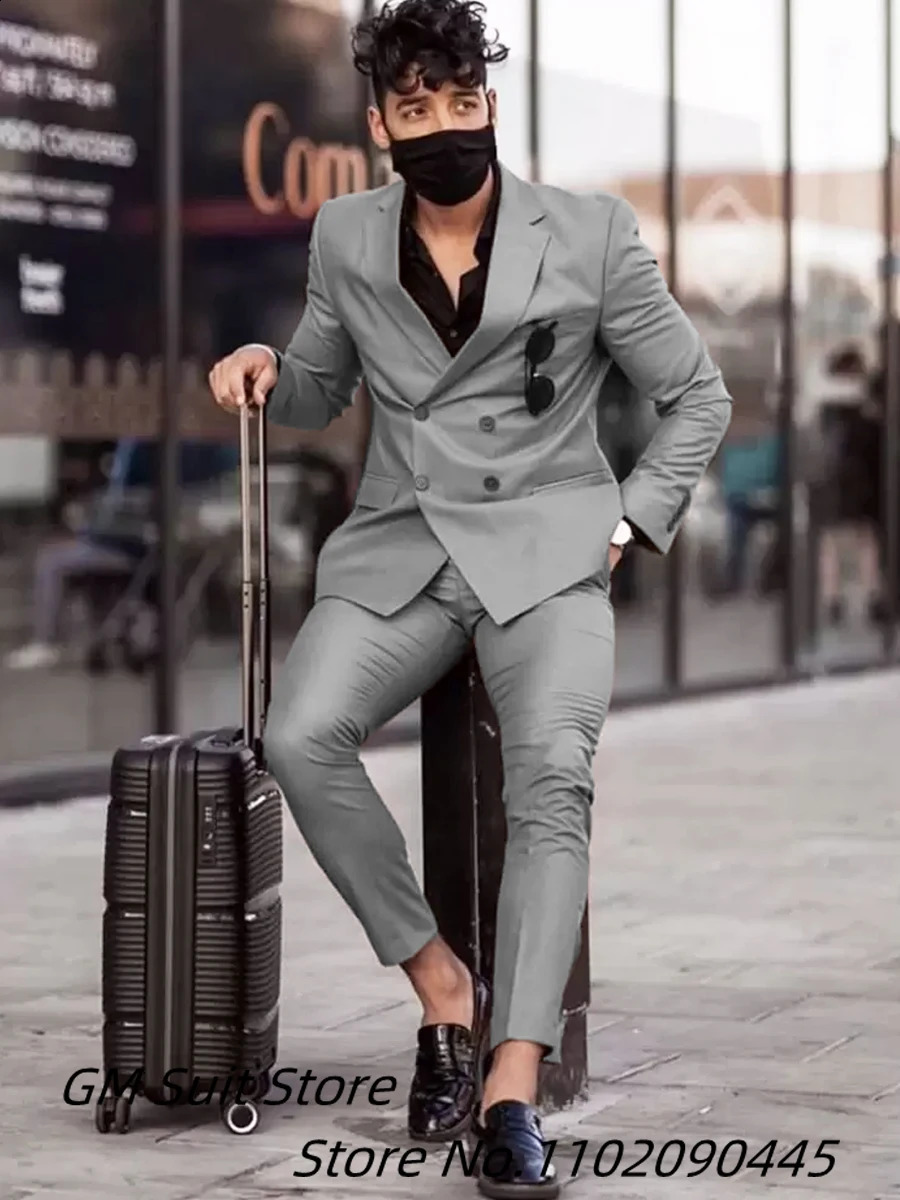 Mens Suits Plus Size Blazers Brown Double Breasted Formal Slim Fit Casual Tuxedos Wedding Groom Men Costume Homme Marriage 250311