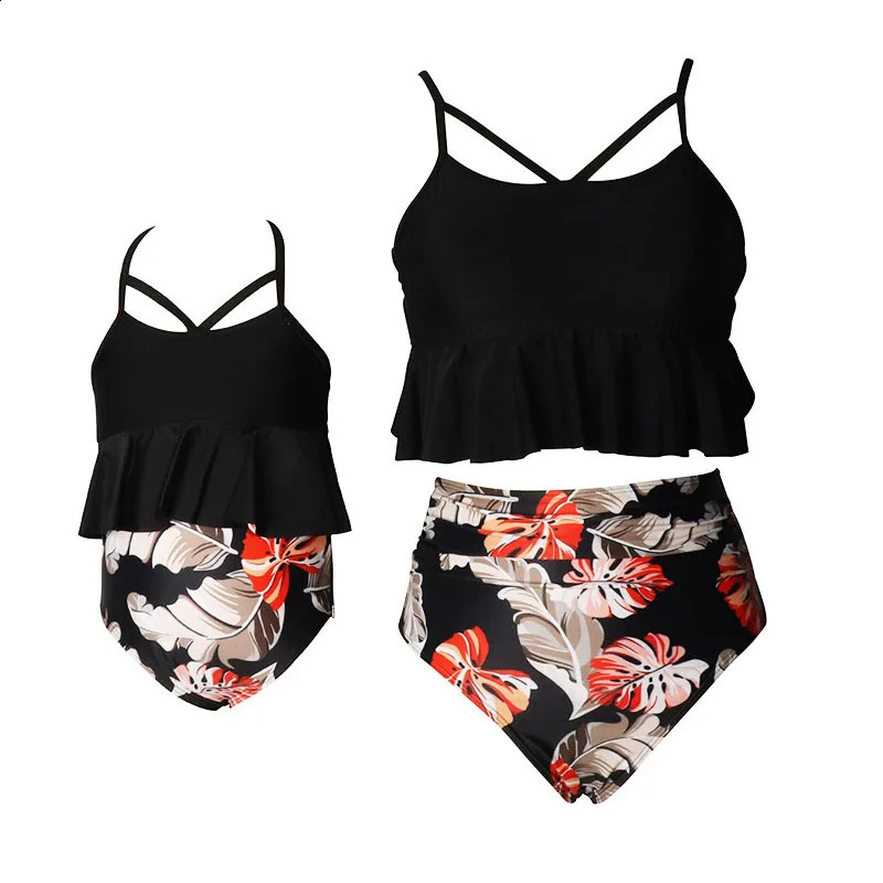 Family Matching Swimwear Outfits Mother Daughter Suspender Swimsuit Father Son Shorts Mom Girl Beach 2Pcs Parent-Child Clothes 250319