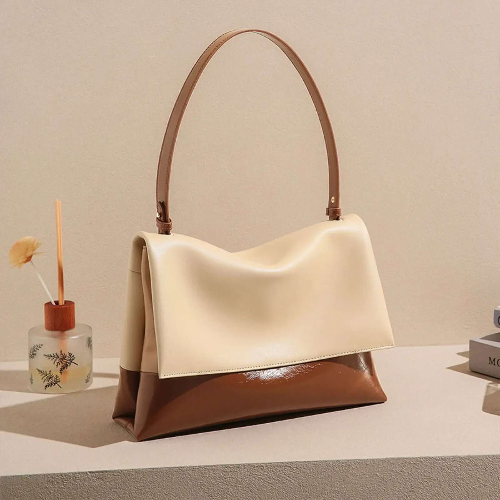 ITAMOOD Genuine Textured Leather Shoulder Versatile Daily Commuter Handbag Vintage Original Women's Tote Bag