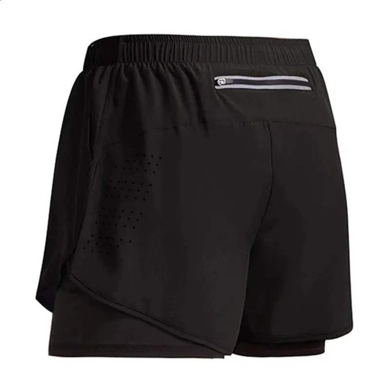 Mens running shorts quick drying fitness breathable doublelayer mens gym training summer beach sports pants 250319