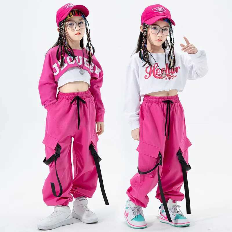Fashionable girl jazz dance costume hip-hop unique girl jazz dance set with letter printed NAVEL clothing street clothingT250318
