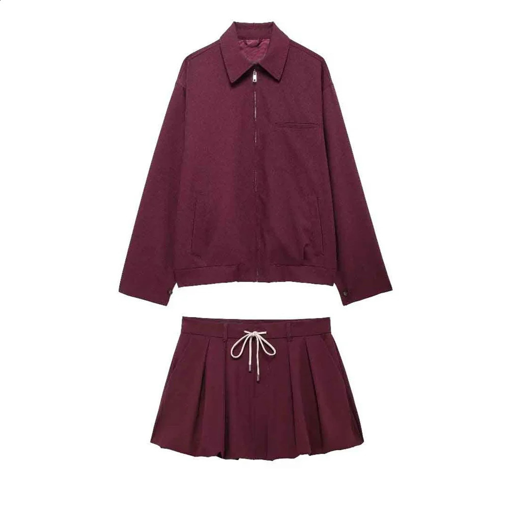 UNIZERA Autumn Product Fashion and Leisure Womens Zipper Pocket Decorative Jacket Coat Lantern Mini Ski Set 250318