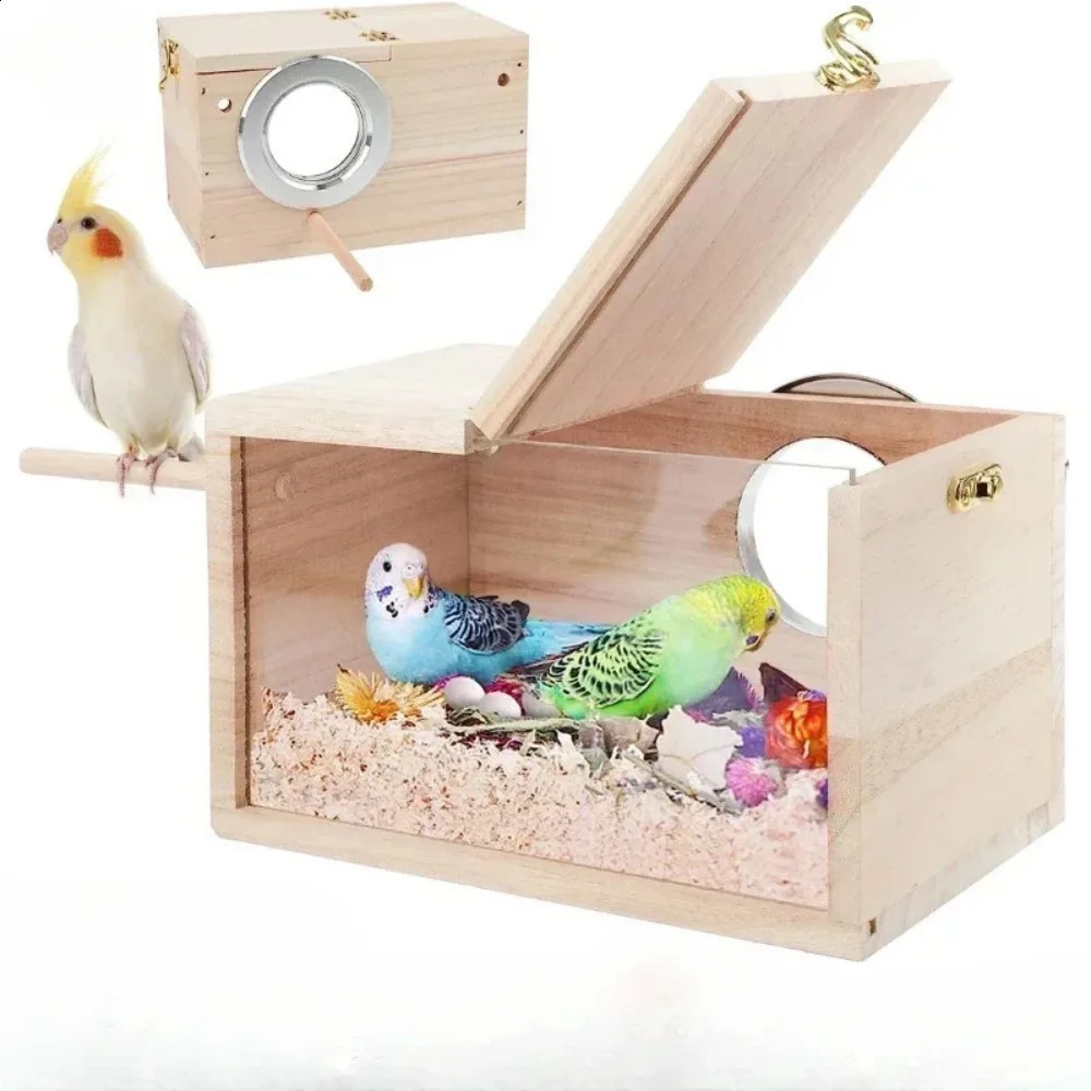 Transparent n Parakeet parrot cage house easy to clean smooth edges nest box bird supplies 250318