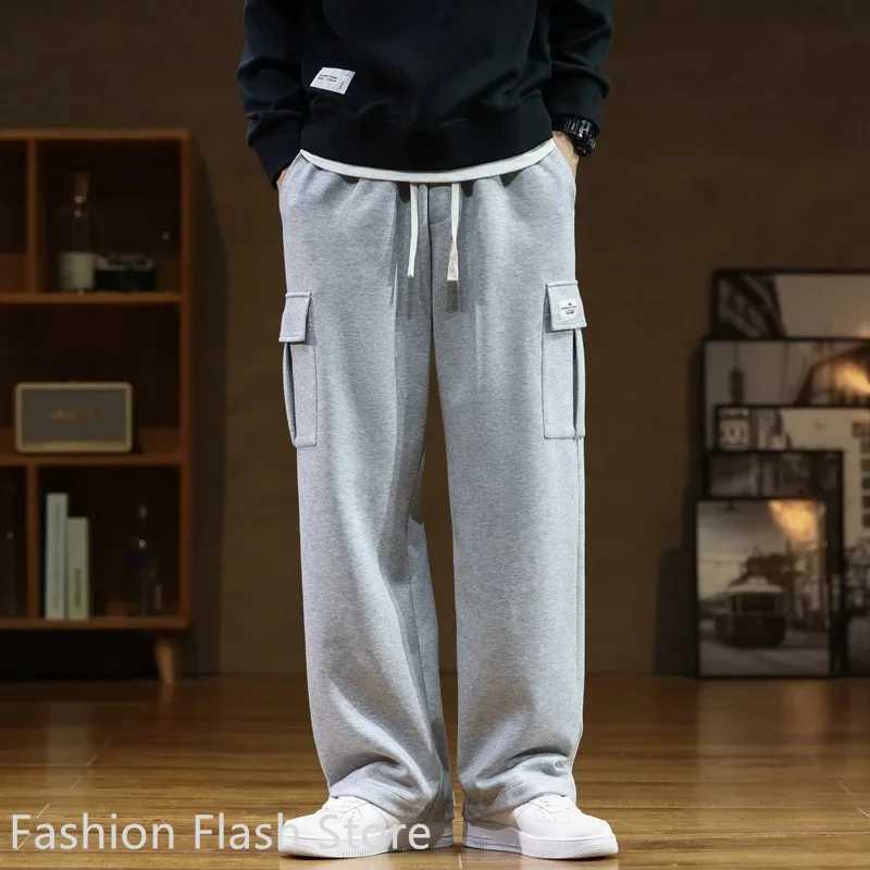 Autumn Sweatpants Men Casual Track Pant Male Multi-Pockets Drawstring Cotton Loose Straight Trousers Large Size 6XL 7XL 8XL 2023 X250319