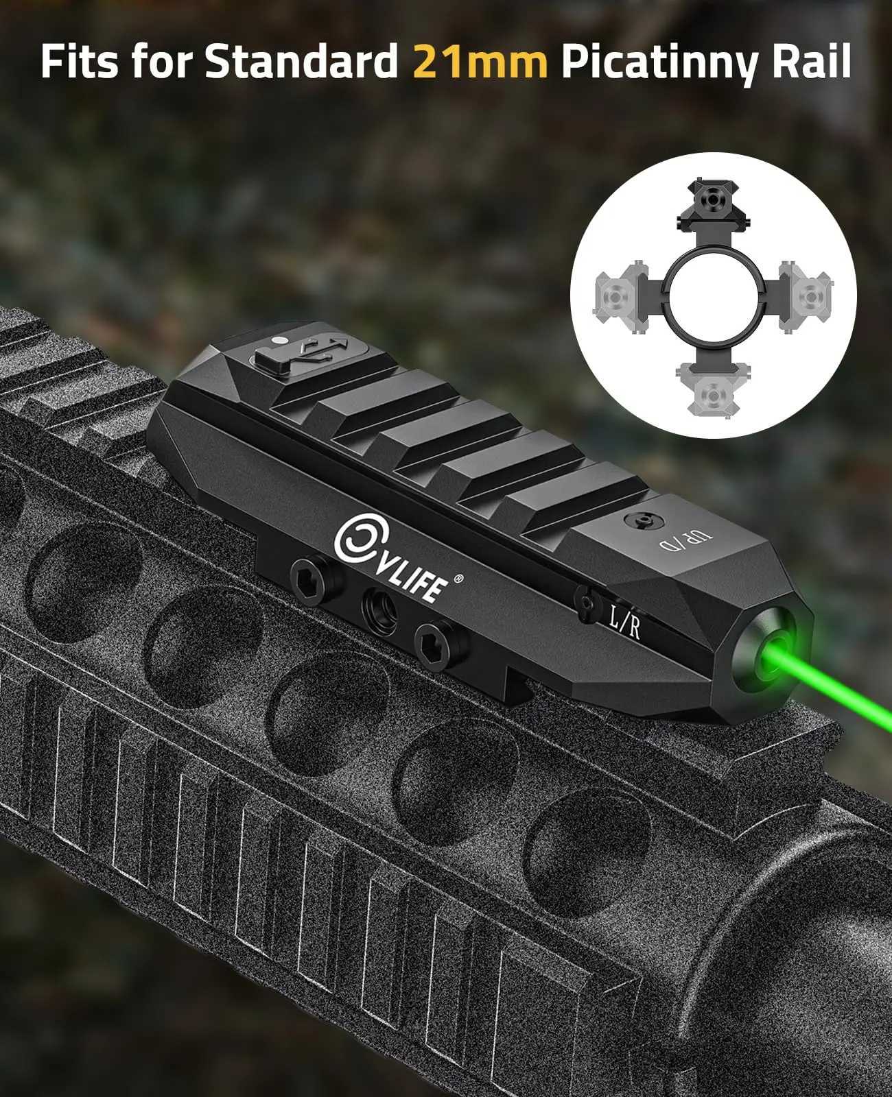 CVLIFE Picatinny green laser sight for tactical rifle charging long battery life strobe mode hunting X250319