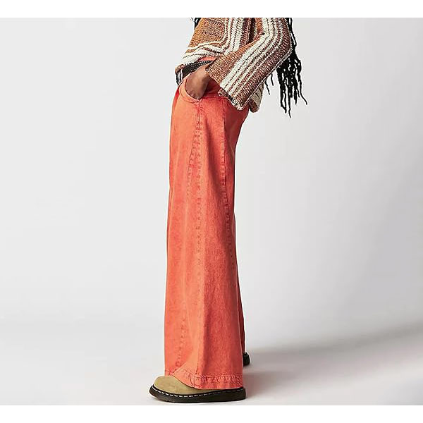 Women's Jeans Womens Pants Wide-leg Denim Classic Solid Color Baggy Summer Casual Loose Trousers