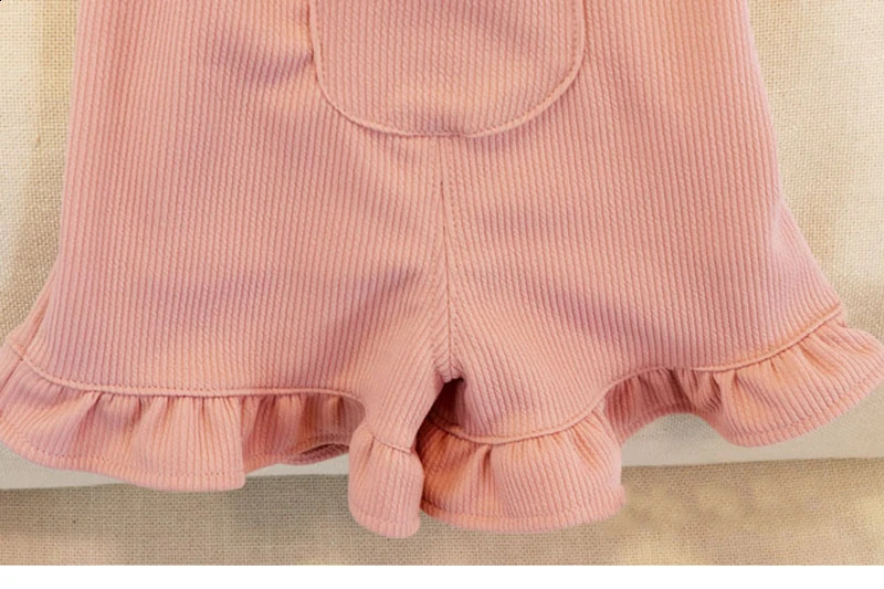 Summer Toddler Baby Girls Clothing Sets Kids Short Sleeves Cotton Stripped T-shirtSolid Overalls Infant Girls Casual Clothes 250319