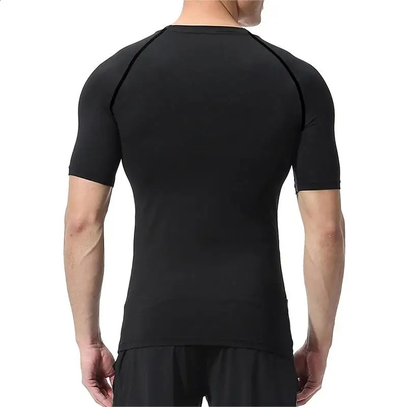 Mens bodybuilding short sleeved compression shirt mens breathable quick drying exercise muscle tight 250319