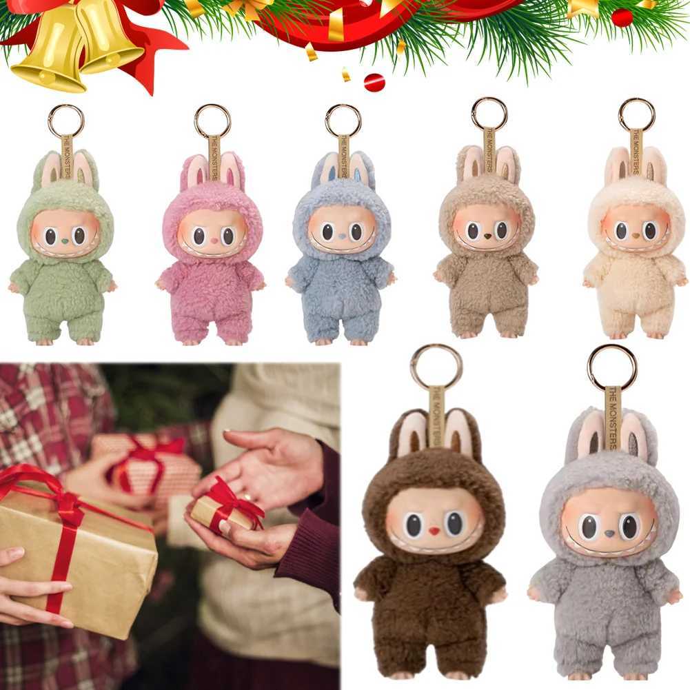Monster Labubu Sitting down Party Series Heartbeat Macaron Doll Kawai Guessing Bag Model Bag Keychain Series DecorationT250318
