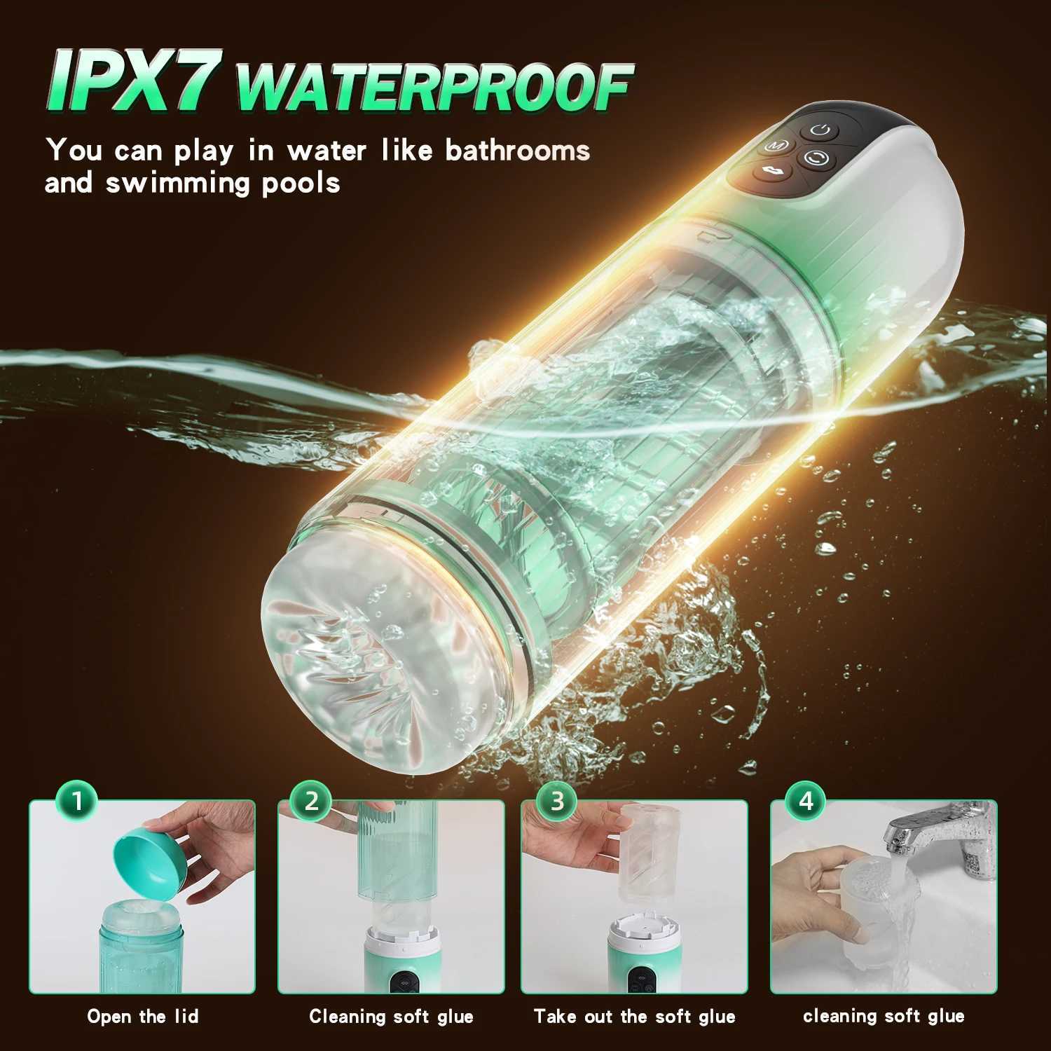HESEKS 7 Rotating Water Absorption Hydrotherapy Automatic Male Masturbator Real Cat Adult Masturbation ToyXJ250319