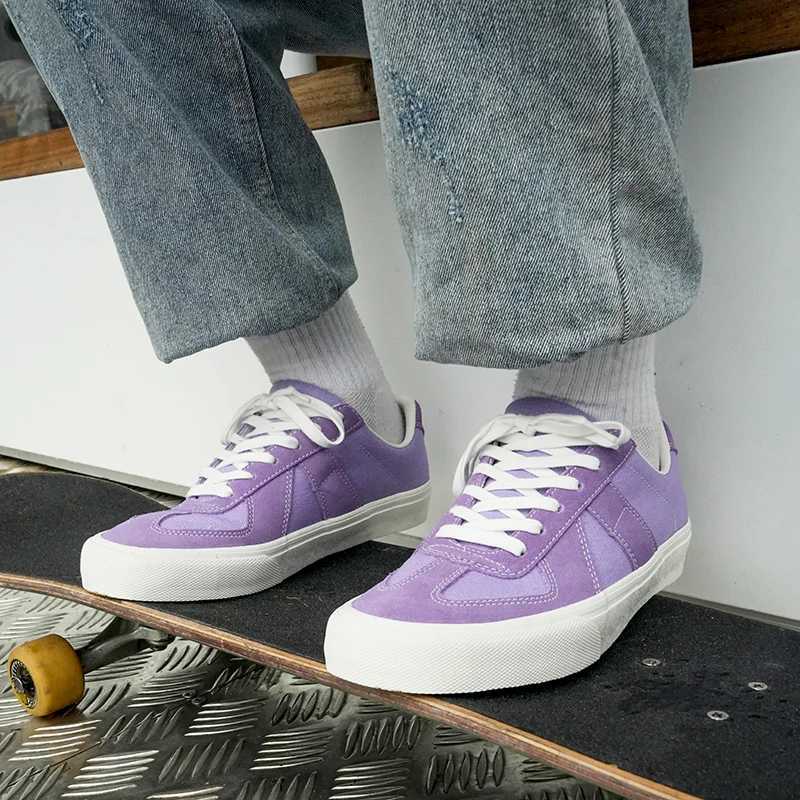 Jewelry Purple Soft Cfortable Man Sneakers For Skateboarding Two-Te Shoelace Suede Canvas Fi Skate Shoes Y250318