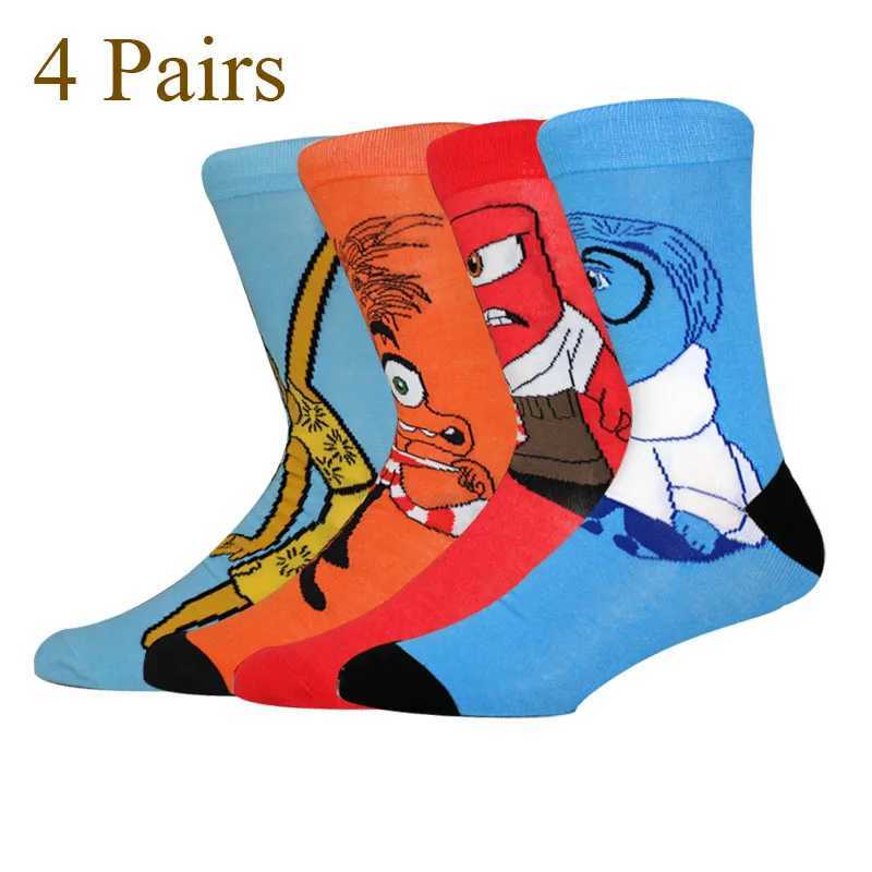 4 Pairs Anime Mens Socks Happy Funny Long Socks Fashion Casual Cosplay Socks Personalized Creative Women Socks Street Socks X250319