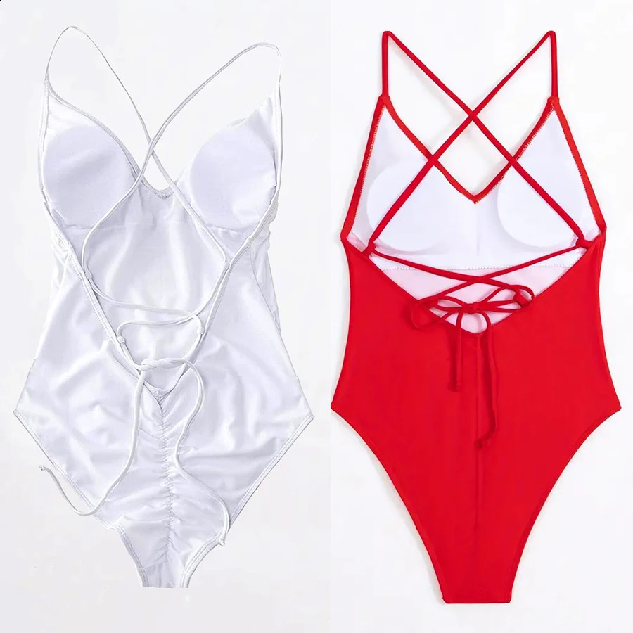 Sexy Swimsuit Solid Swimwear Women Adjustable straps Bathing Suit Bodysuit Backless Beach monokini Female Padded 2025 250317